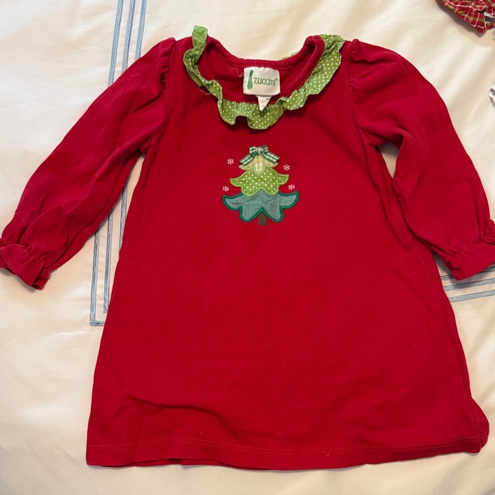 Zuccini kids Red Christmas tree Dress